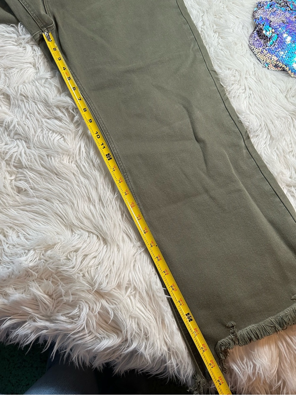 Risen • x Wild Oak Boutique Army Green Distressed Hem Jeans - Picture 7 of 15